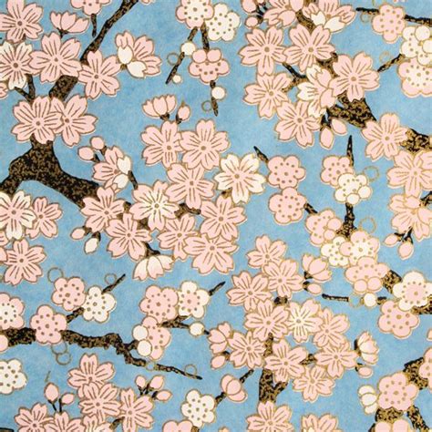 Papier Japonais Fleuris Bleu Ciel M361 Papier Japonais Art De