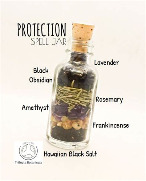 Protection Spell Jar Of Crystals Herbs Salts Full Moon Etsy