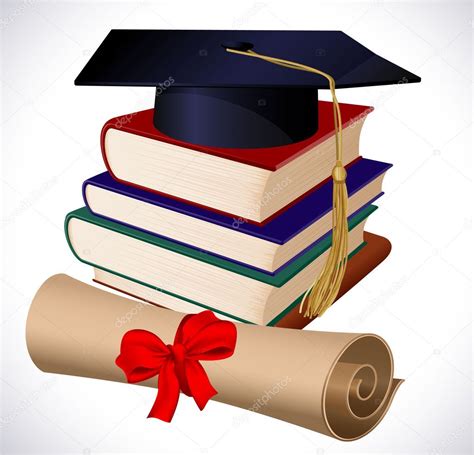 Diploma Libros Y Tapa De Graduación — Vector De Stock © Mustahtar