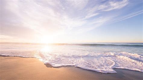 Hd Wallpaper Coast Sand Sandy Beach Sunrise Water Sunlight Cloud