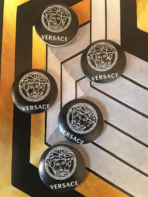 Versace Buttons 30mm Black Logo Medusa Vintage For Coat Etsy