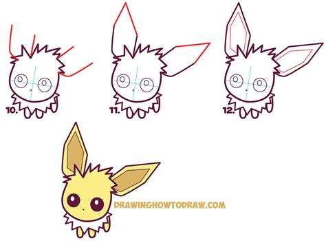 How To Draw Cute Kawaii Chibi Jolteon From Pokemon Easy Step By