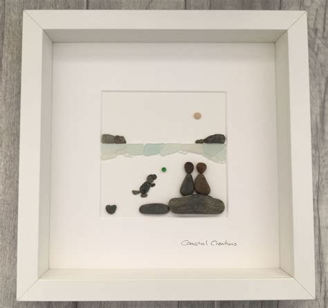 Sea glass & pebble art - couple and dog