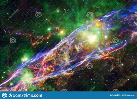 Cosmic Galaxy Background With Nebulae Stardust And Bright Stars Stock
