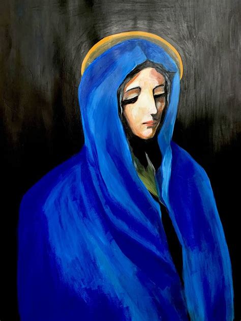 My Blue Madonna Painting By Chris Iatropoulos Saatchi Art
