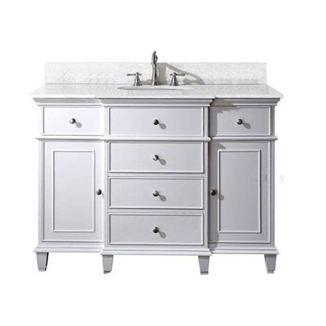 Avanity Windsor 48 Inch White Vanity With Carrera White Marble Top And Undermount Sink Windsor