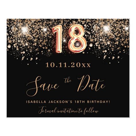 18th Birthday Black Glitter Budget Save The Date Flyer Zazzle