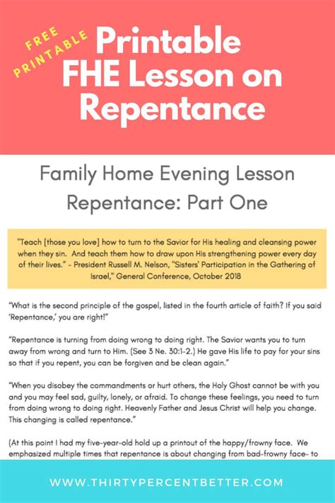 Printables Thirty Percent Better Lds Repentance Lesson Fhe