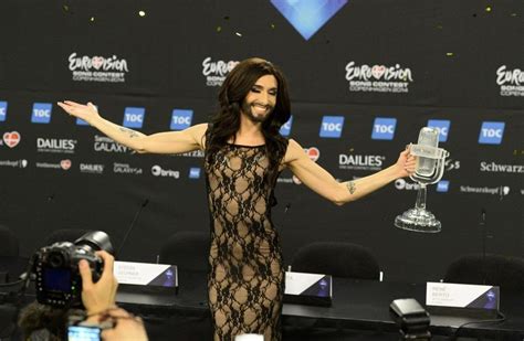 conchita wurst eurovision 2014 winner s beard takes the internet by storm pictures huffpost