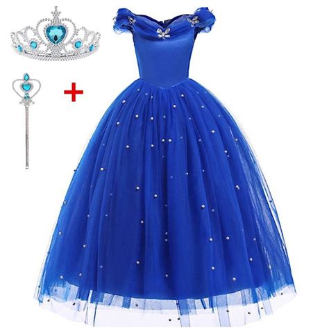 Vestido Azul Real De Princesa Anna Elsa Para Niñas Vestido Sin Mangas