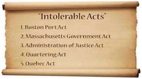 Timeline Of The American Revolution Intolerable Acts March 31 June 22 1774