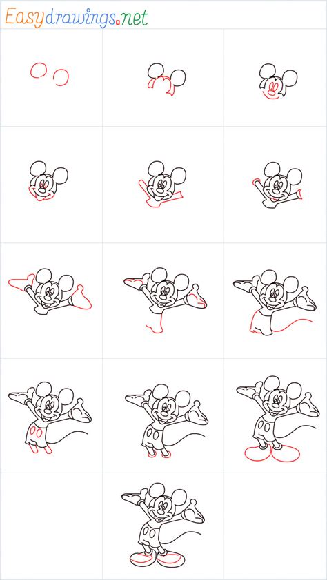How To Draw A Mickey Mouse Step By Step 13 Easy Phase