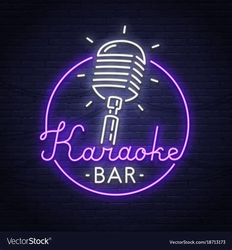 Karaoke Neon Sign Neon Sign Logo Emblem Royalty Free Vector