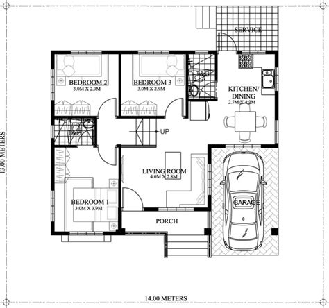 One Story Small Home Plan With One Car Garage Pinoy House Plans