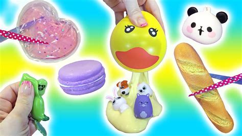Cutting Open Squishy Toys! Pudding Slime? Homemade Stress Ball Ducky ...