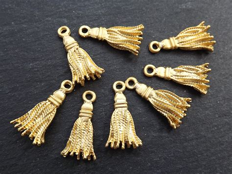 8 Mini Tassel Shaped Charms Jewelry Making Supplies Findings