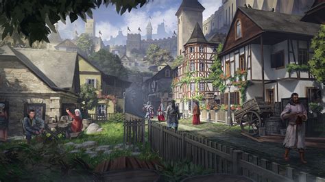 Town Fantasy Art Artwork Fantasy City Medieval River City Hd Wallpaper