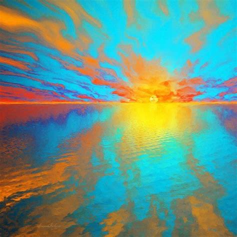 Ocean Sunset Art Print By Susanna Katherine Sunset Art Abstract