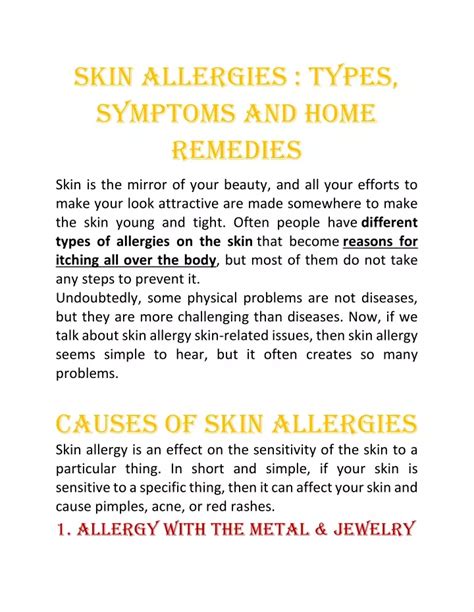 Ppt 4 Different Types Of Skin Allergies Powerpoint Presentation Free Download Id 11179255