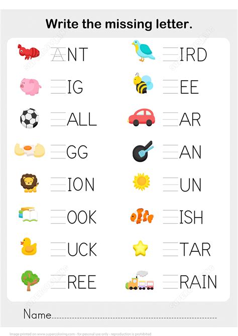 Alphabet Write The First Letter Of The Picture Worksheets Pdf