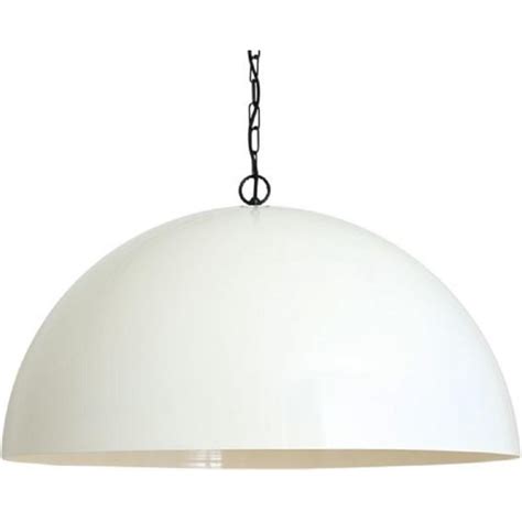 Chandelier lighting also hangs from the ceiling but features a branched system with many lights as opposed to one light like pendants. Large Dome Ceiling Pendant in Aluminium with White Powder Coated Finish