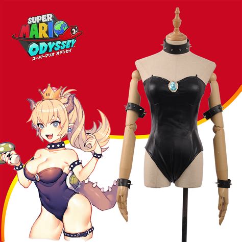 Cosplayflying Buy Game Bowsette Kuppa Koopa Hime Princess Black Jumpsuit Sexy Cosplay Costume