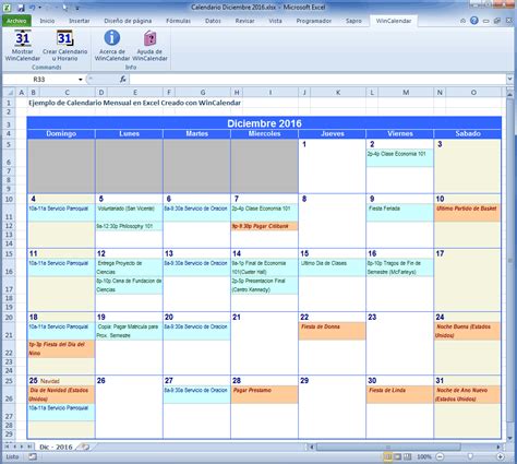 Formatos De Calendarios En Excel