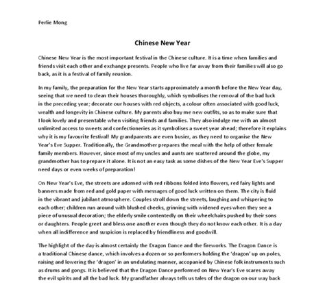 Descriptive Essay Chinese New Year