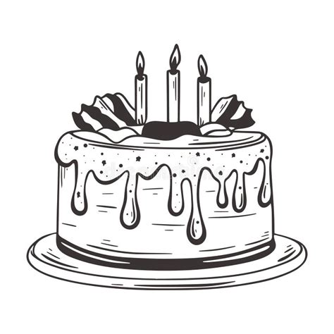 Festive Cake With Candles And Inscription Happy Birthday Stock Vector