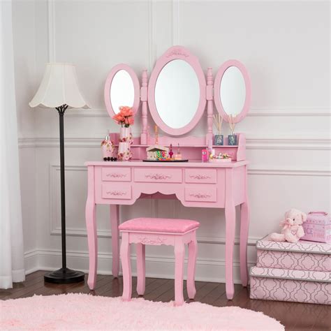 Vanity tables with mirror are a favourite element of many ladies. Fineboard Vanity Set with Stool Makeup Table with Seven ...