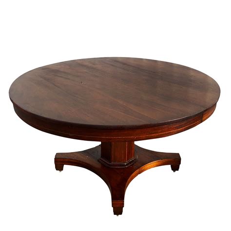 Antique Federal Round Mahogany Inlaid Dining Pedestal Table Scranton