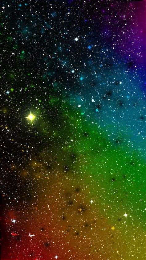 Rainbow Lights Colorful Galaxy Night Sky Star Starry Stars