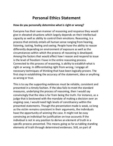 Personal Code Of Ethics Papers