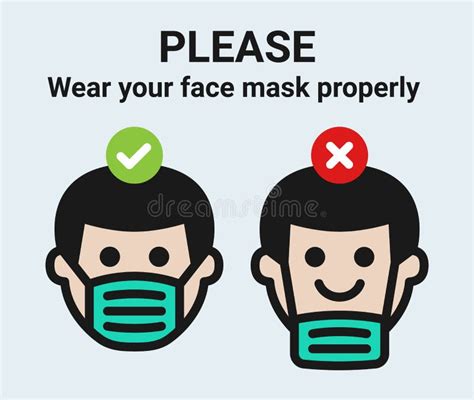 Please Wear Your Face Mask Properly Sign Icon Vector Stock Vector