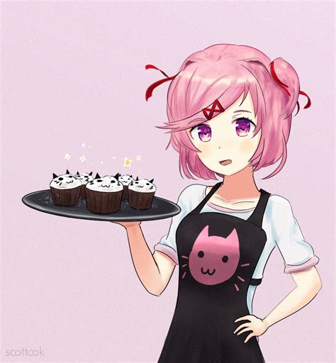 Natsuki Holding A Plate Of Cupcakes Doki Doki Literature Club Know