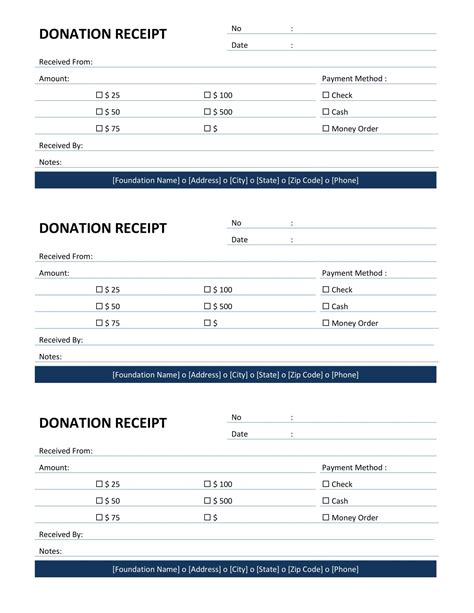 Free Printable Donation Receipt Template Stay Organized Pdf Word