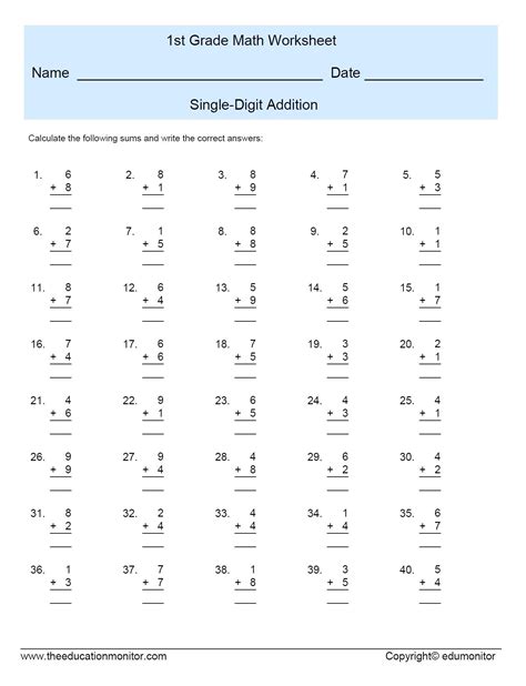 5 Free Math Worksheets First Grade 1 Addition Number Lines