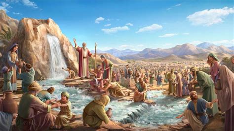 Moses Strikes The Rock Bible Story