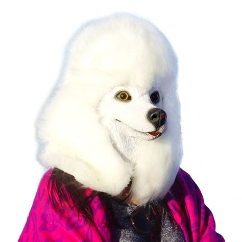 Buy Creepypartywhite Poodle Dog Head Latex Realistic Animal Full Head