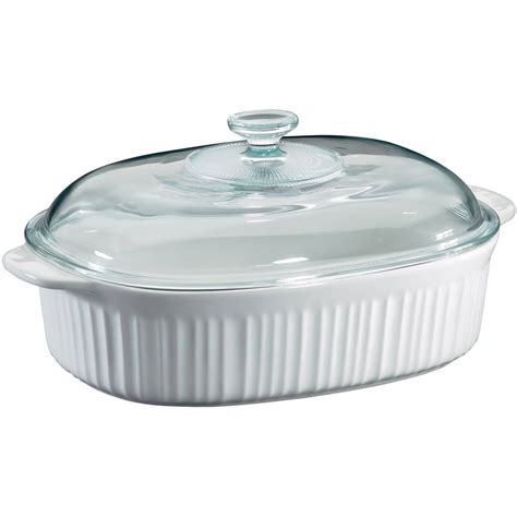 Corningware French White 4 Quart Oval Casserole With Glass Cover