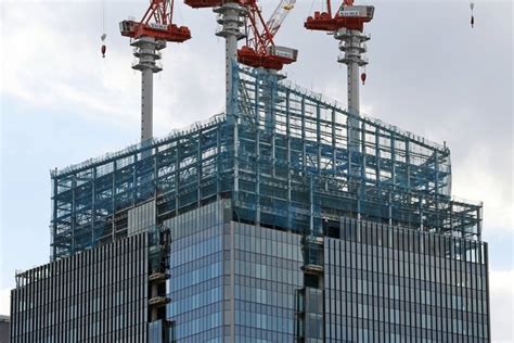 地上29階、高さ156m「田町タワー」の建設状況！三田駅直結のオフィスビルです（2022 11 5） 超高層マンション・超高層ビル