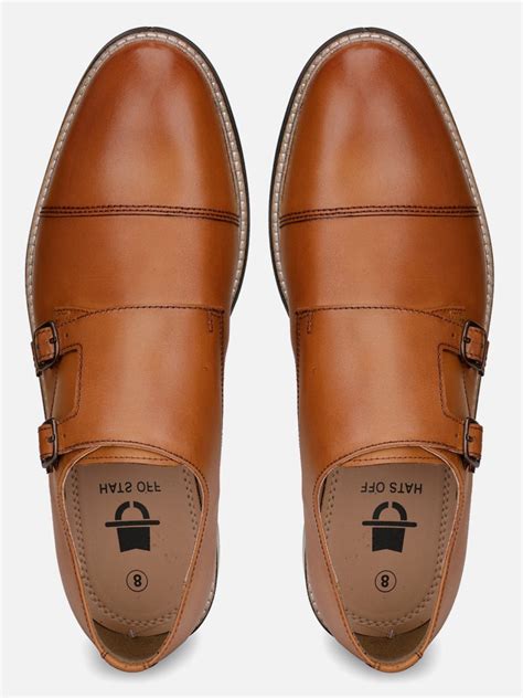 Buy Online Genuine Leather Tan Double Monk Strap Shoes