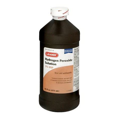 Leader Hydrogen Peroxide 3 Usp First Aid Antiseptic 16 Oz Pack Of 12