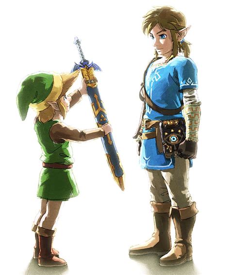 Classic Link Passing The Master Sword Onto Botw Link R Zelda