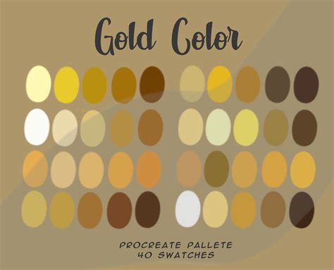 Procreate Palette Gold Gold Color Palette Procreate Swatches For IPad Gold Swatches This