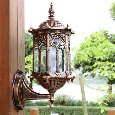 Outdoor Bronze Antique Exterior Wall Light Fixture Aluminum Glass