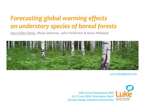 Pdf Forecasting Global Warming Effects On Understory Species Of