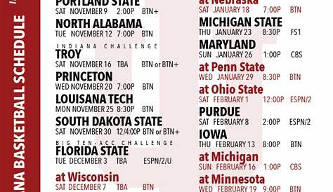 PRINTABLE 2019-2020 Indiana Basketball Schedule - IndianaHQ