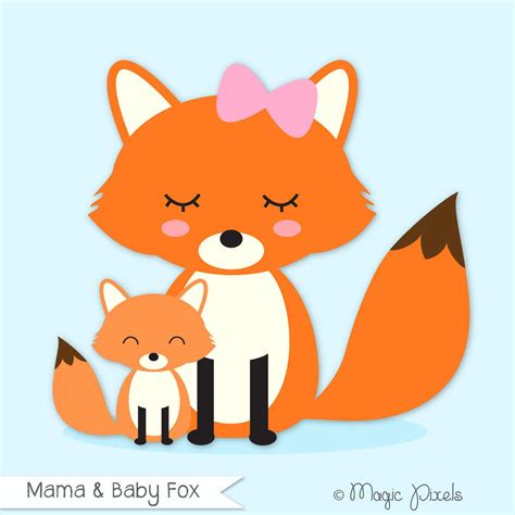 Fox Clip Art Mama And Baby Fox Clipart Forest Animals Clip