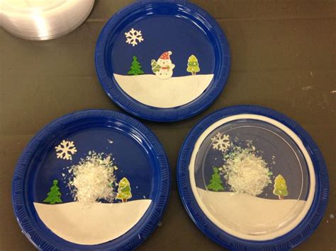 Plastic Plate Snow Globe Craft For Winter Classroom Crafts